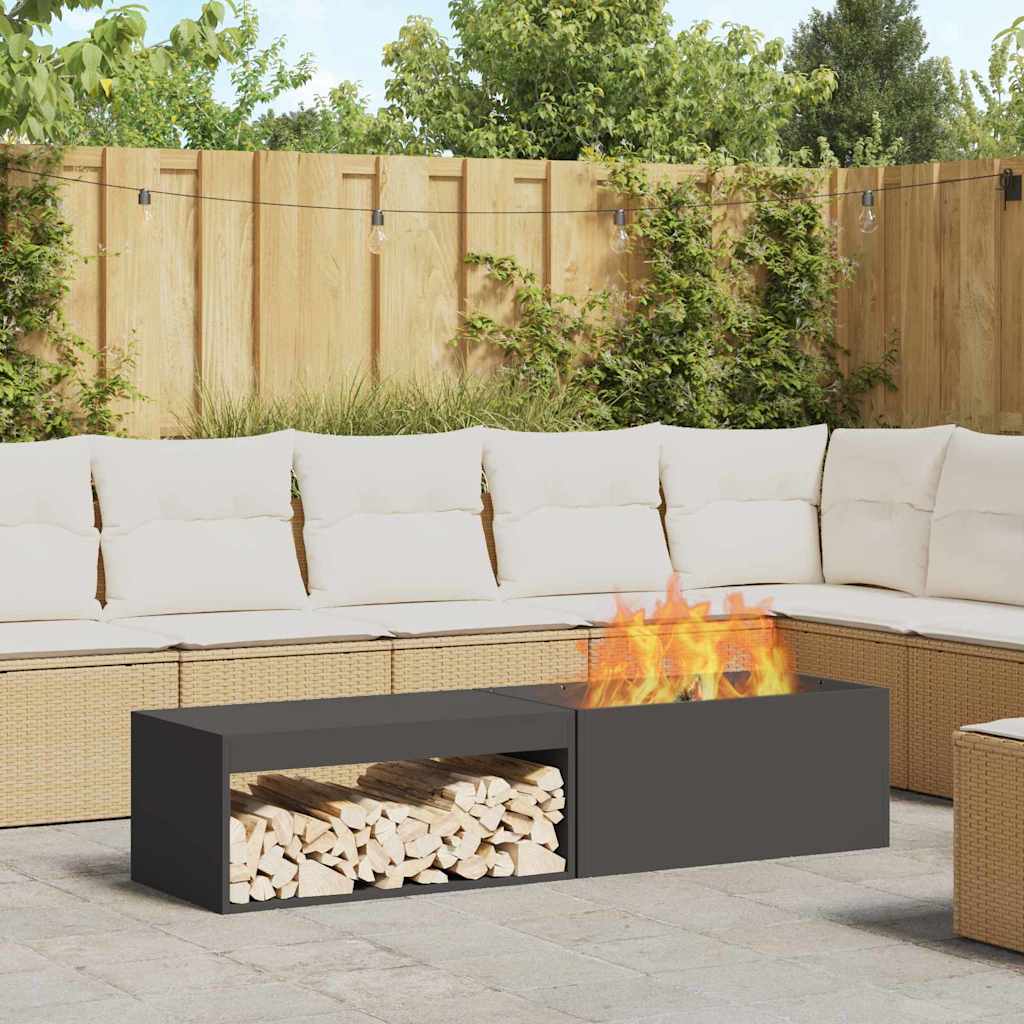 vidaXL Kominek Czarny 160 x 45 x 35 cm Stal