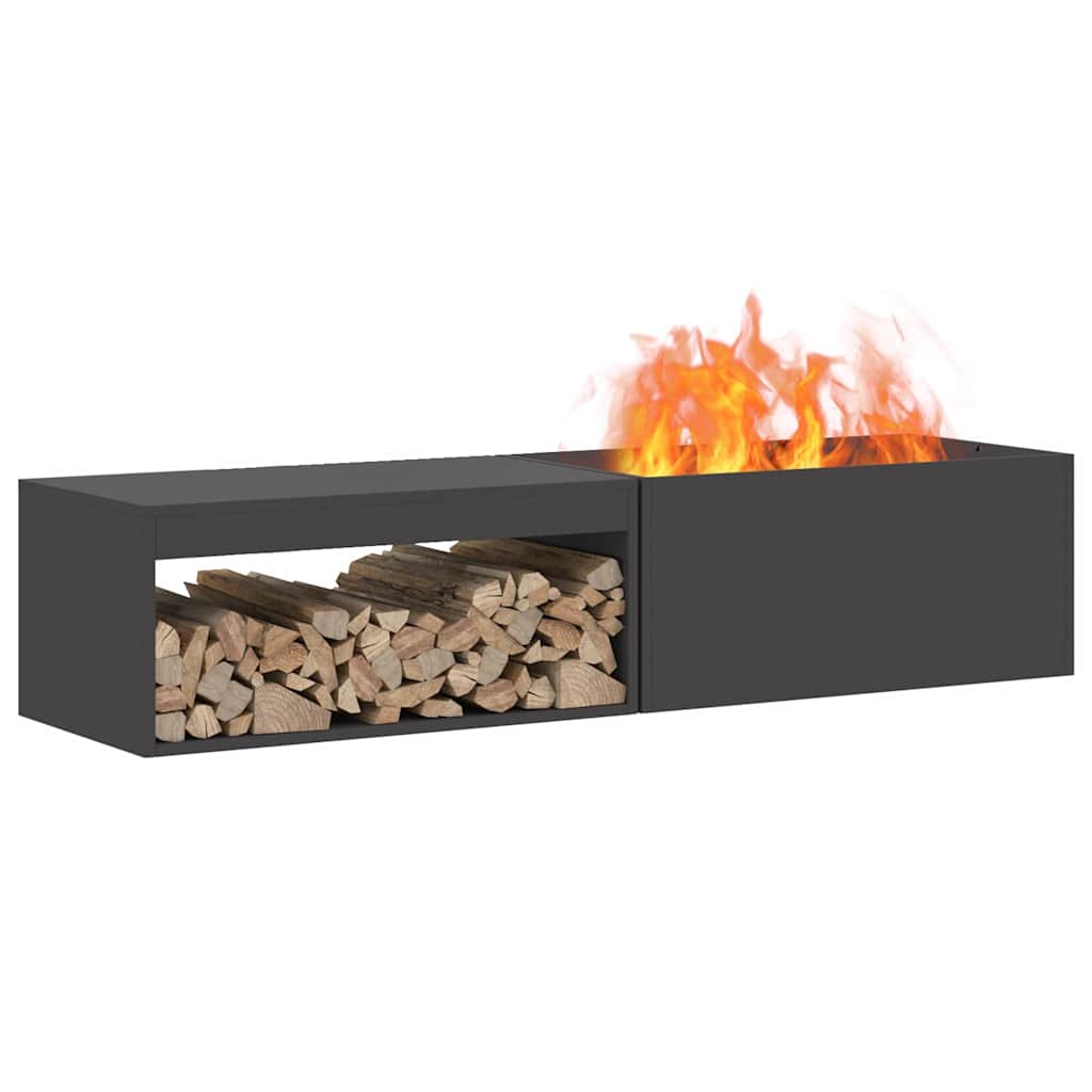 vidaXL Kominek Czarny 160 x 45 x 35 cm Stal