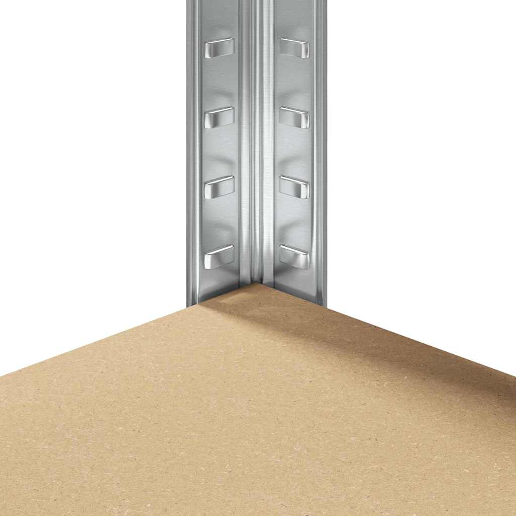 vidaXL Półka narożna Srebrny 90 x 90 x 198 cm Materiał drewnopochodny