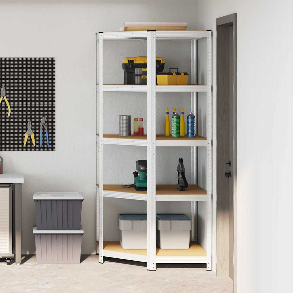 vidaXL Półka narożna Srebrny 90 x 90 x 198 cm Materiał drewnopochodny