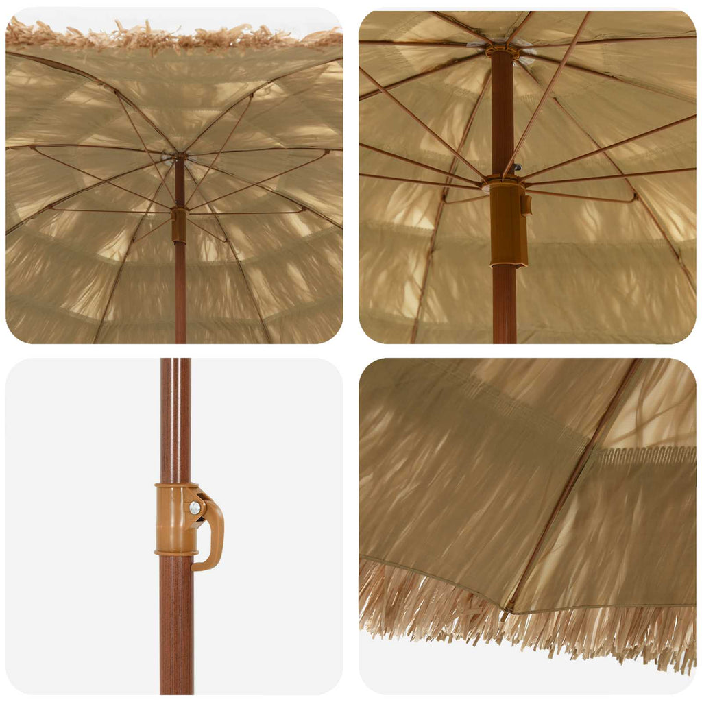 vidaXL Parasol plażowy Naturalny 160 x 160 x 196 cm Poliester i Stal