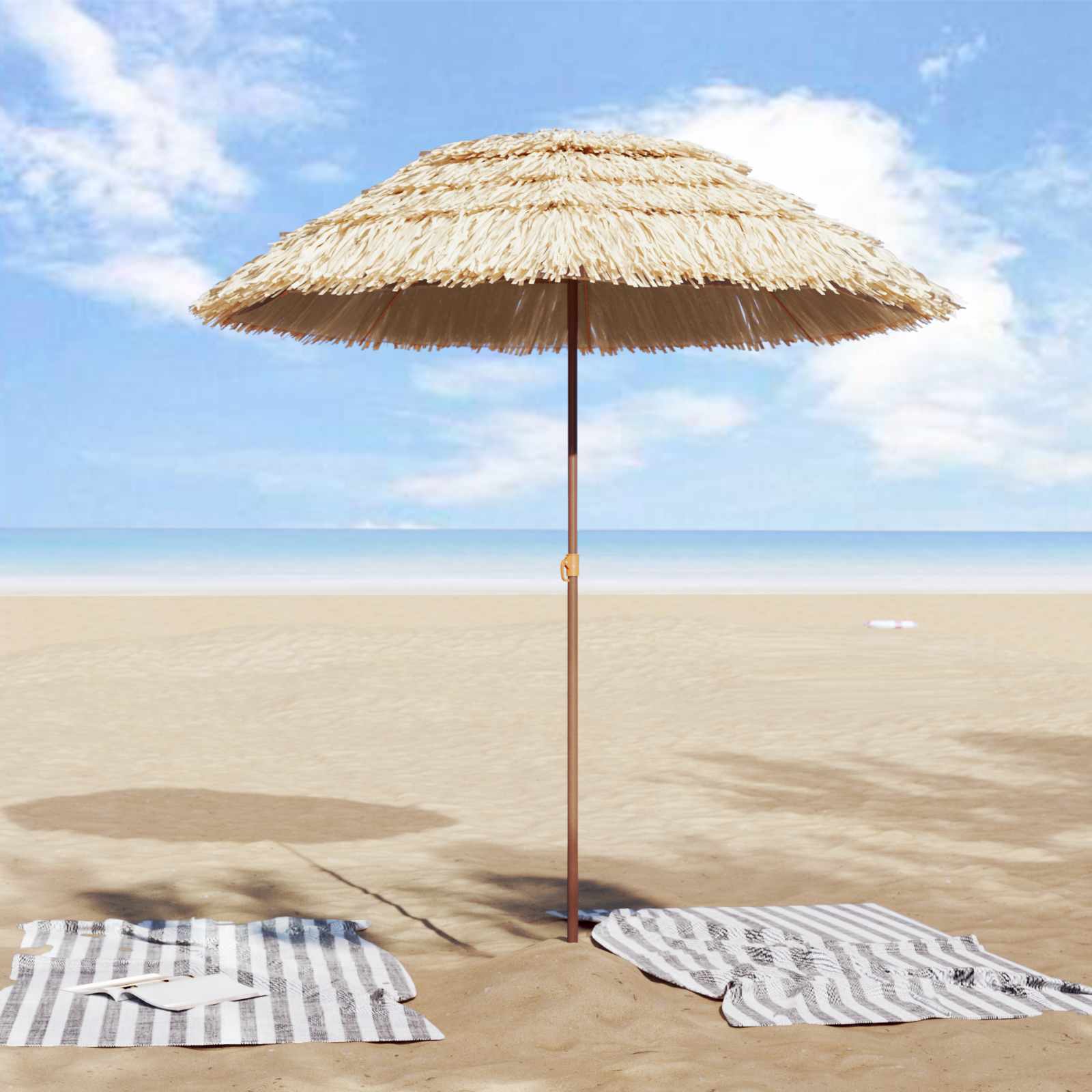 vidaXL Parasol plażowy Naturalny 160 x 160 x 196 cm Poliester i Stal
