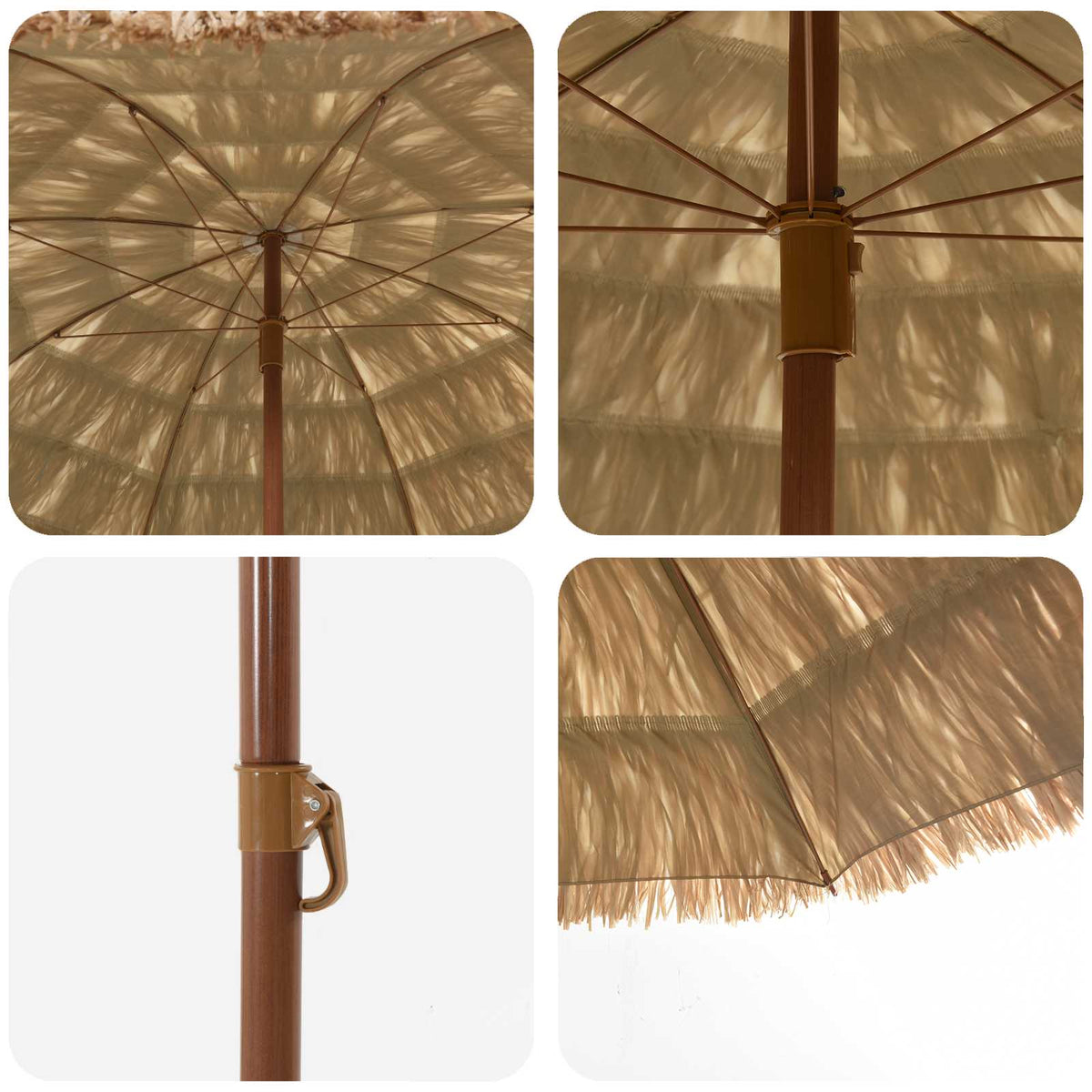 vidaXL Parasol plażowy 205 x 205 x 210 cm Poliester i Stal naturalny