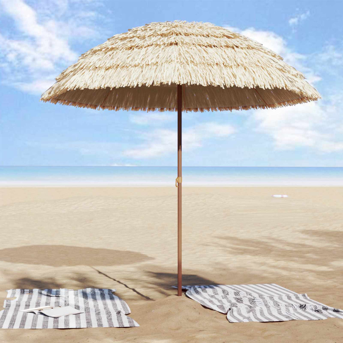 vidaXL Parasol plażowy 205 x 205 x 210 cm Poliester i Stal naturalny