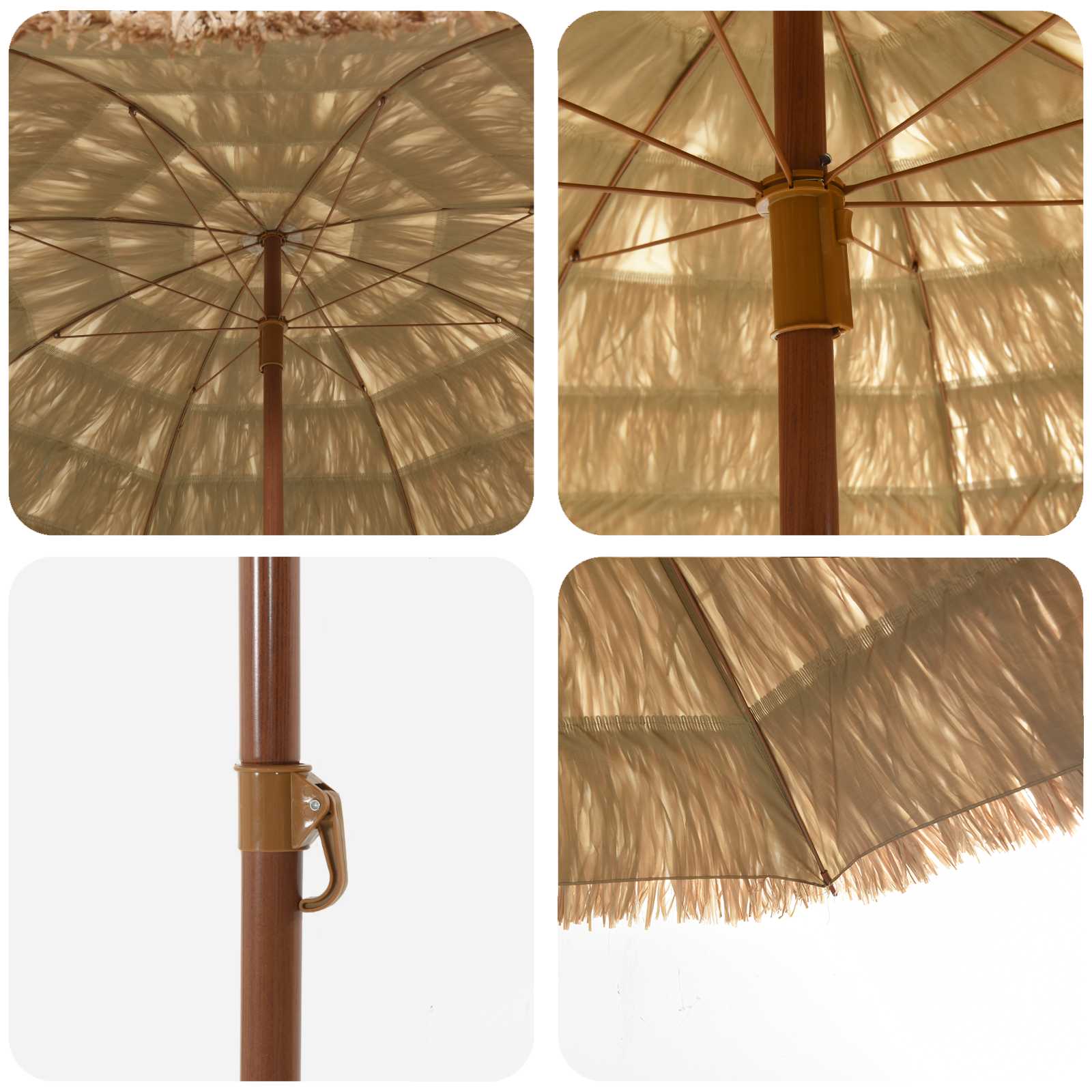 vidaXL Parasol plażowy Naturalny 255 x 255 x 255 cm Poliester i Stal