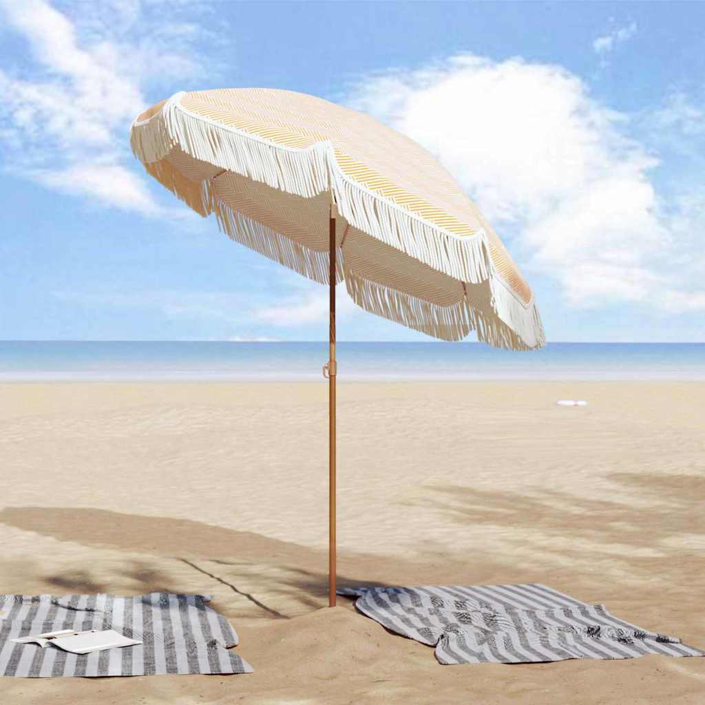 vidaXL Parasol plażowy Żółty i Biały 160 x 160 x 196 cm