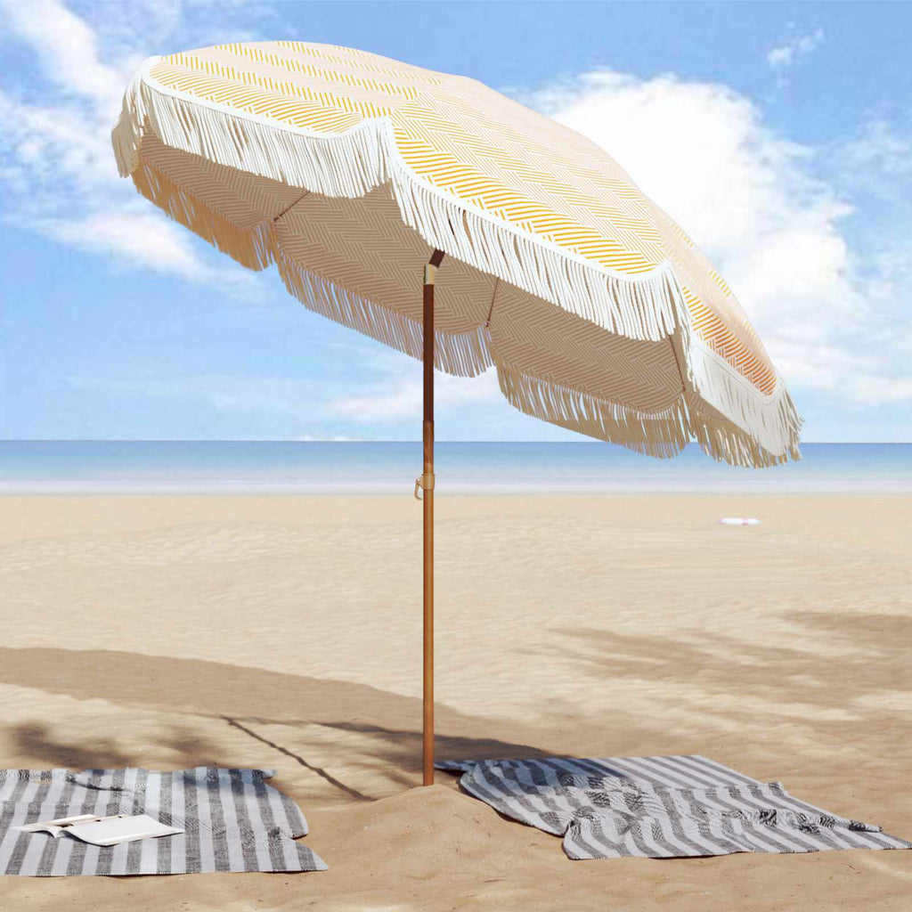 vidaXL Parasol plażowy Żółty i Biały 205 x 205 x 210 cm