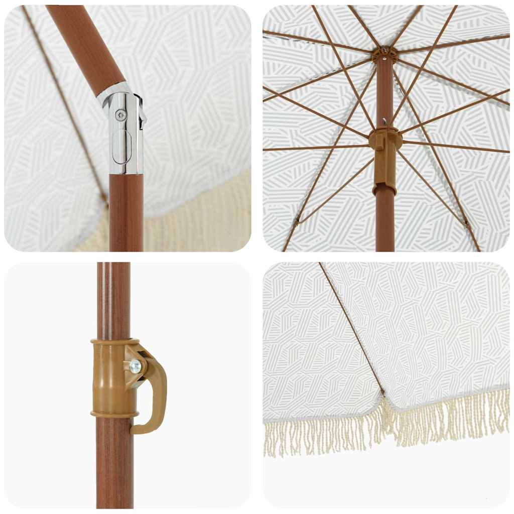 vidaXL Parasol plażowy Szary i biały 160 x 160 x 196 cm