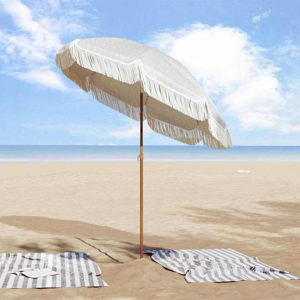 vidaXL Parasol plażowy Szary i biały 160 x 160 x 196 cm