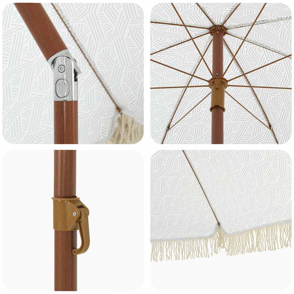 vidaXL Parasol plażowy Szary i biały 205 x 205 x 210 cm