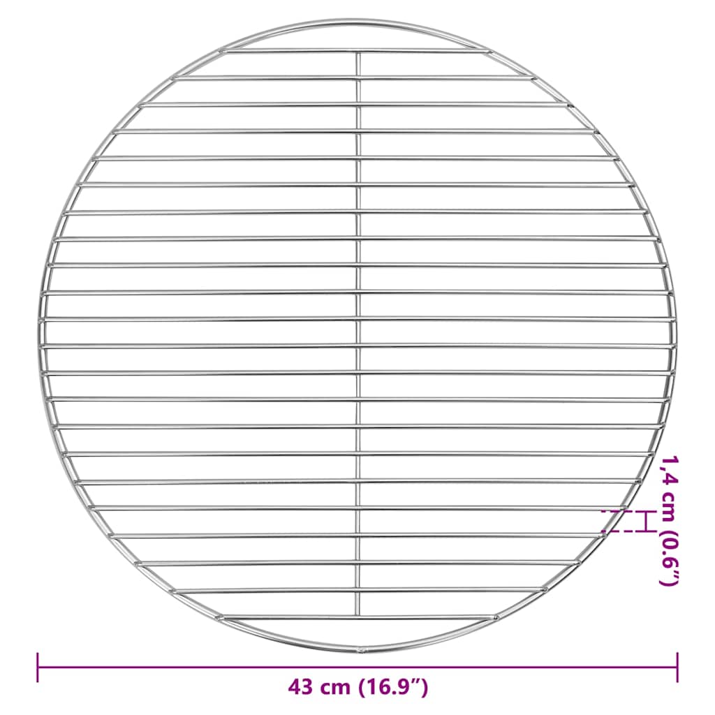 vidaXL Ruszt do grilla Srebrny 43 x 43 cm Stal nierdzewna