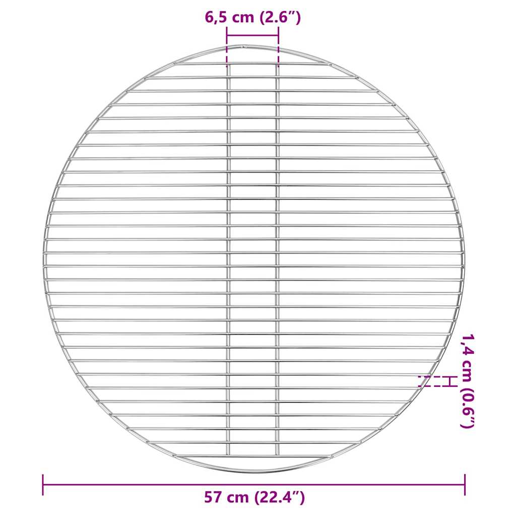 vidaXL Ruszt do grilla Srebrny 57 x 57 cm Stal nierdzewna