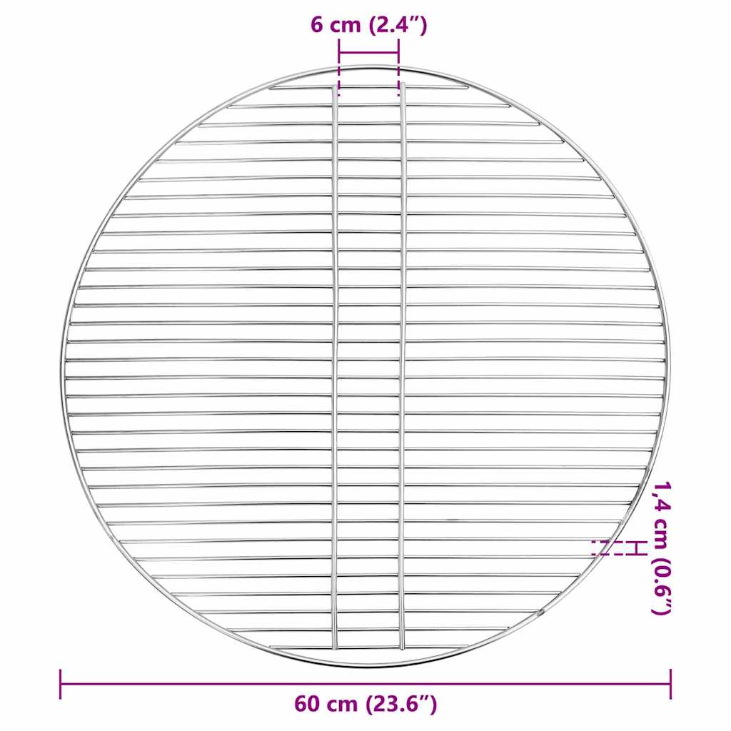 vidaXL Ruszt do grilla Srebrny 60 x 60 cm Stal nierdzewna