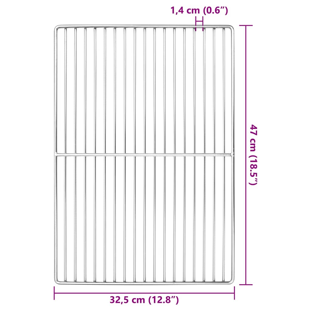 vidaXL Ruszt grillowy Srebrny 47 x 32,5 cm Stal nierdzewna
