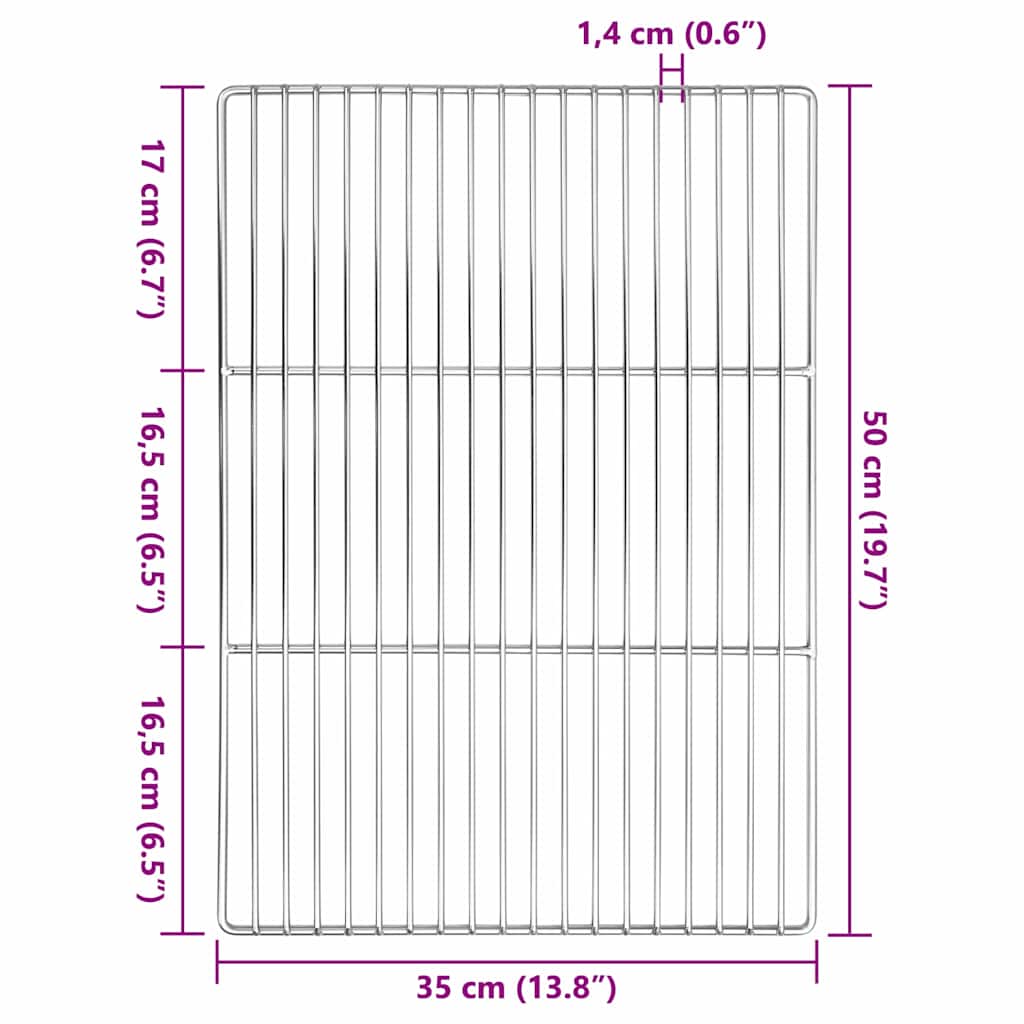 vidaXL Ruszt grillowy Srebrny 50 x 35 cm Stal nierdzewna