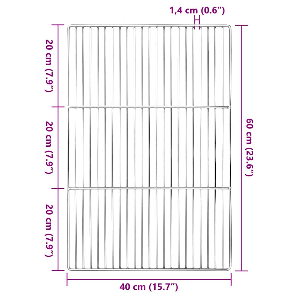 vidaXL Ruszt grillowy Srebrny 60 x 40 cm Stal nierdzewna