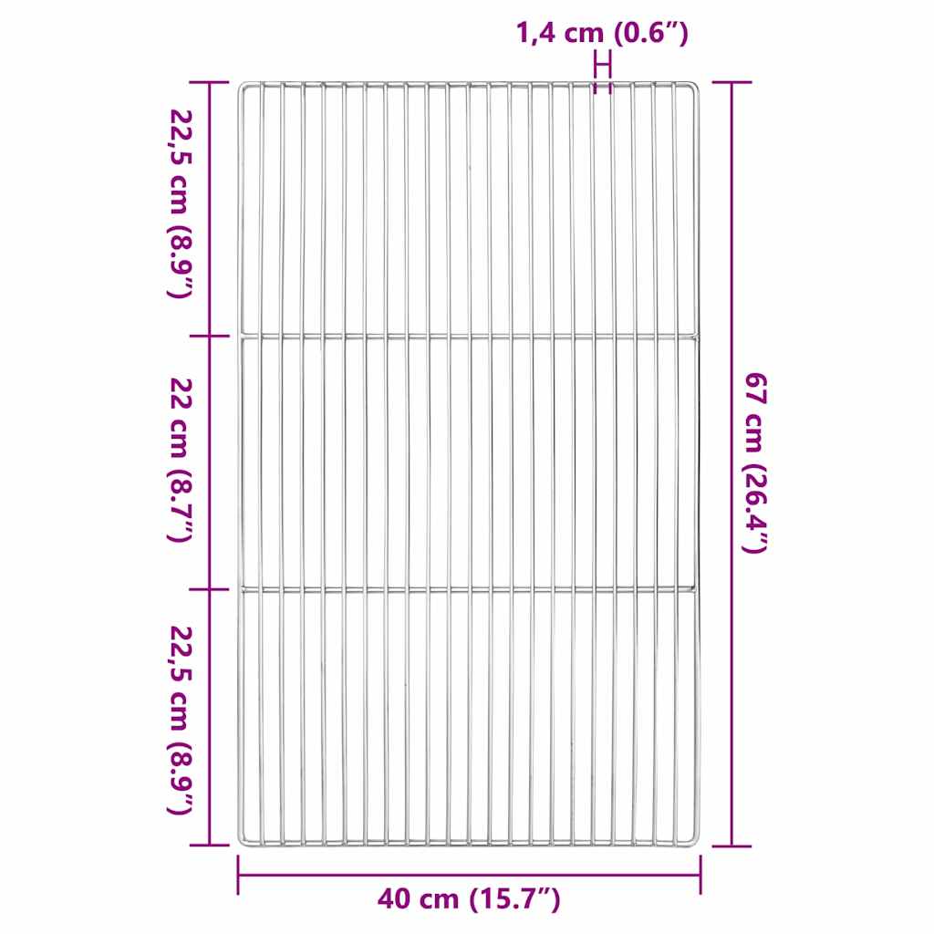 vidaXL Ruszt grillowy Srebrny 67 x 40 cm Stal nierdzewna