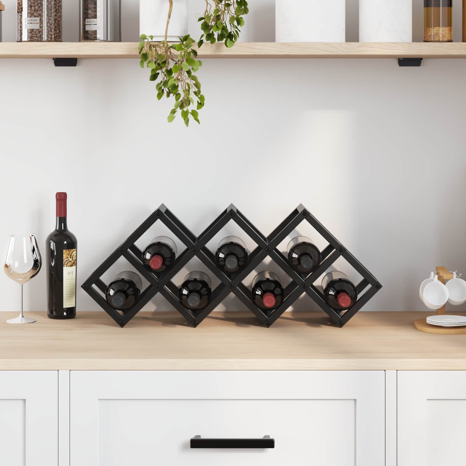 vidaXL Regał na wino Czarny Dąb 63 x 16,5 x 25 cm