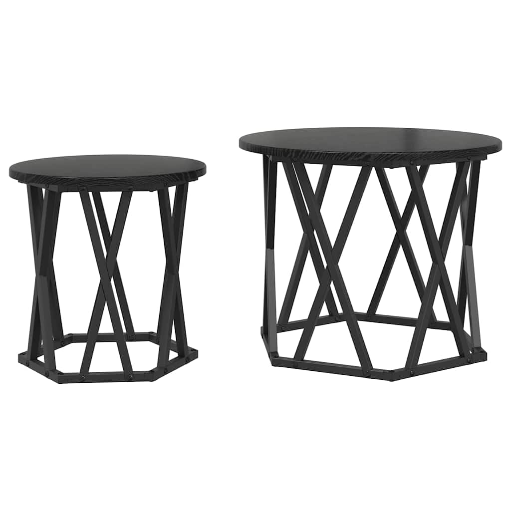 vidaXL Stolik boczny 2 pcs Czarny Dąb Drewno inżynieryjne i stal