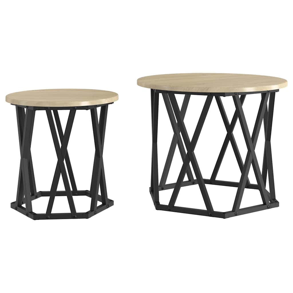 vidaXL Stolik boczny 2 pcs Dąb Sonoma Drewno inżynieryjne i stal