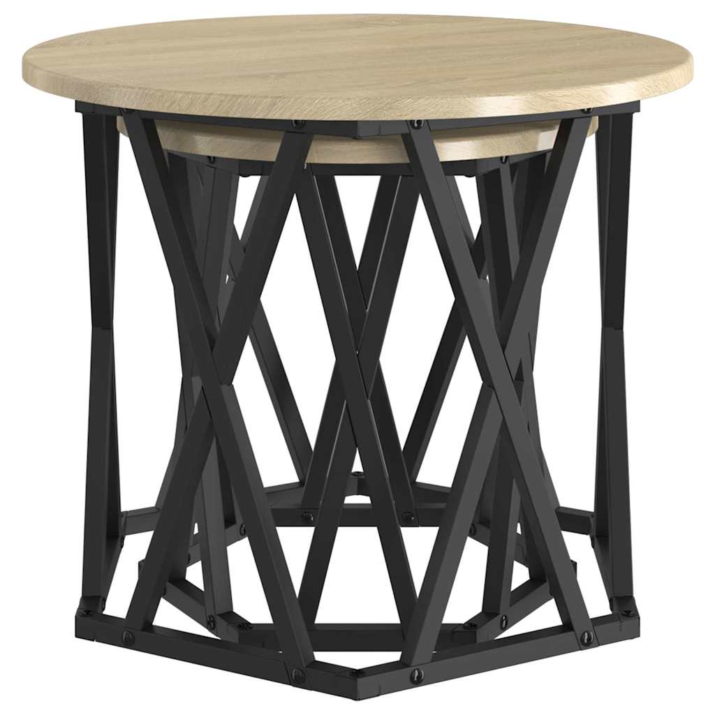 vidaXL Stolik boczny 2 pcs Dąb Sonoma Drewno inżynieryjne i stal
