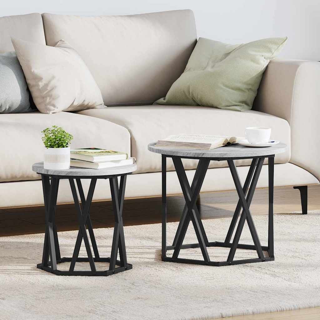 vidaXL Stolik boczny 2 pcs Szary Sonoma Drewno inżynieryjne i stal