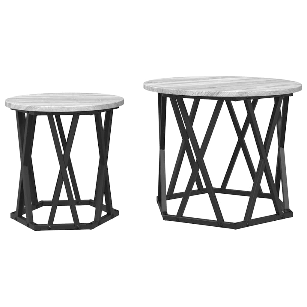 vidaXL Stolik boczny 2 pcs Szary Sonoma Drewno inżynieryjne i stal