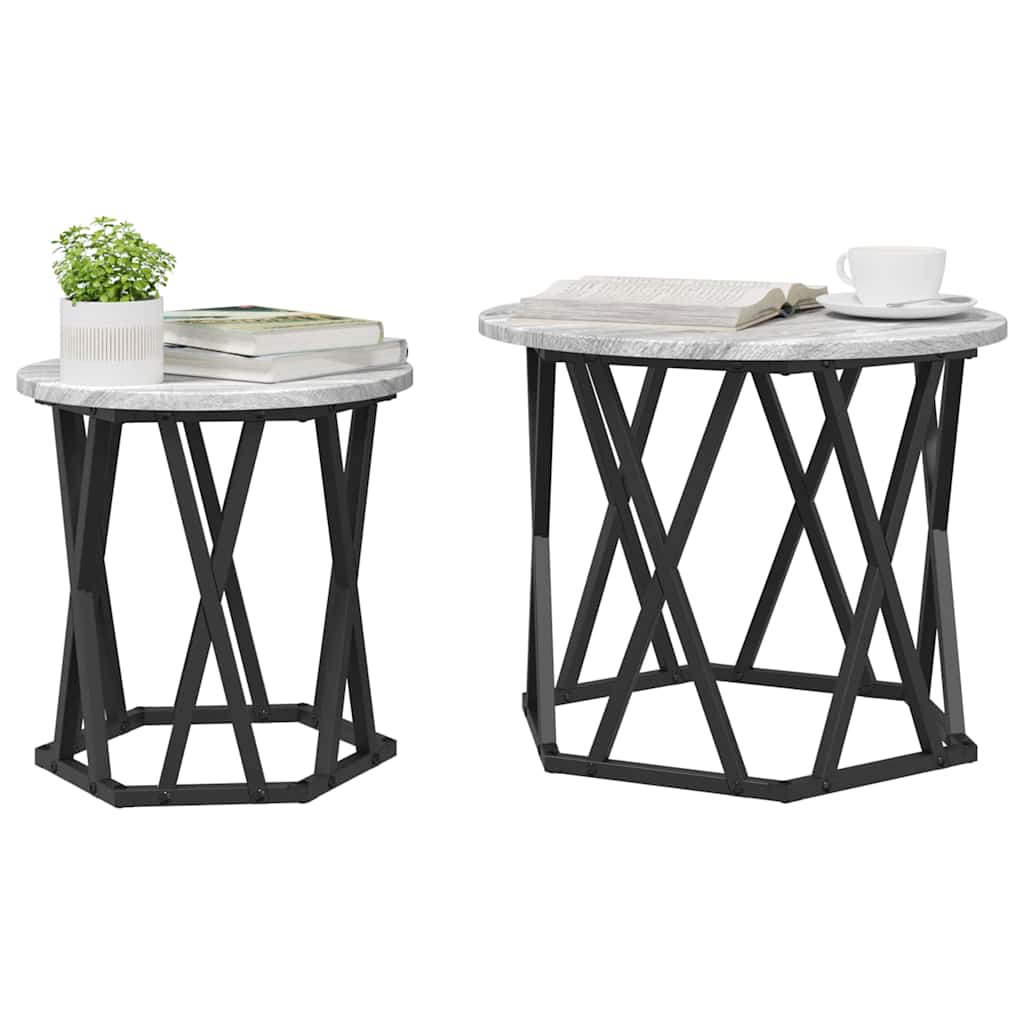 vidaXL Stolik boczny 2 pcs Szary Sonoma Drewno inżynieryjne i stal