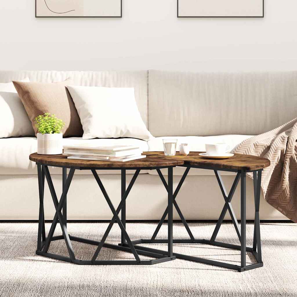 vidaXL Stolik kawowy Dąb wędzony 80 x 80 x 42 cm
