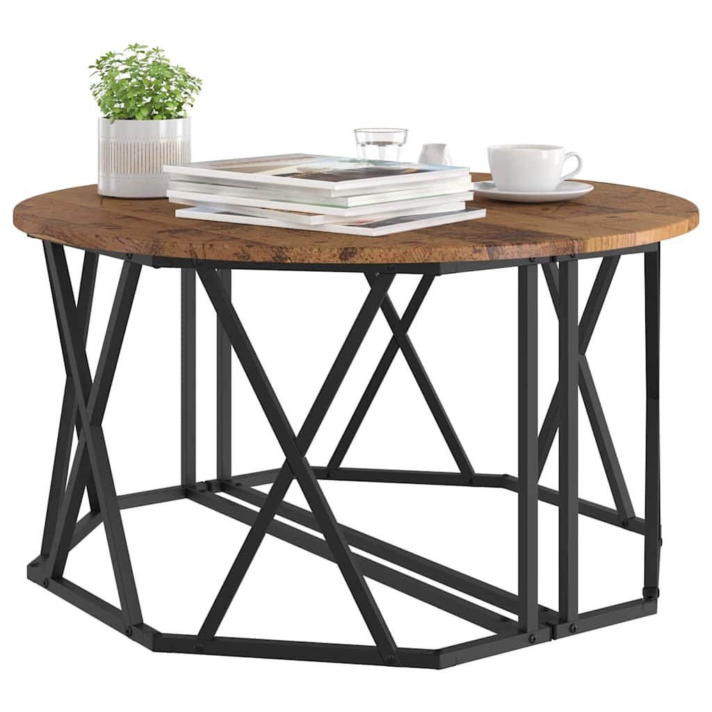 vidaXL Stolik kawowy Stare drewno 80 x 80 x 42 cm