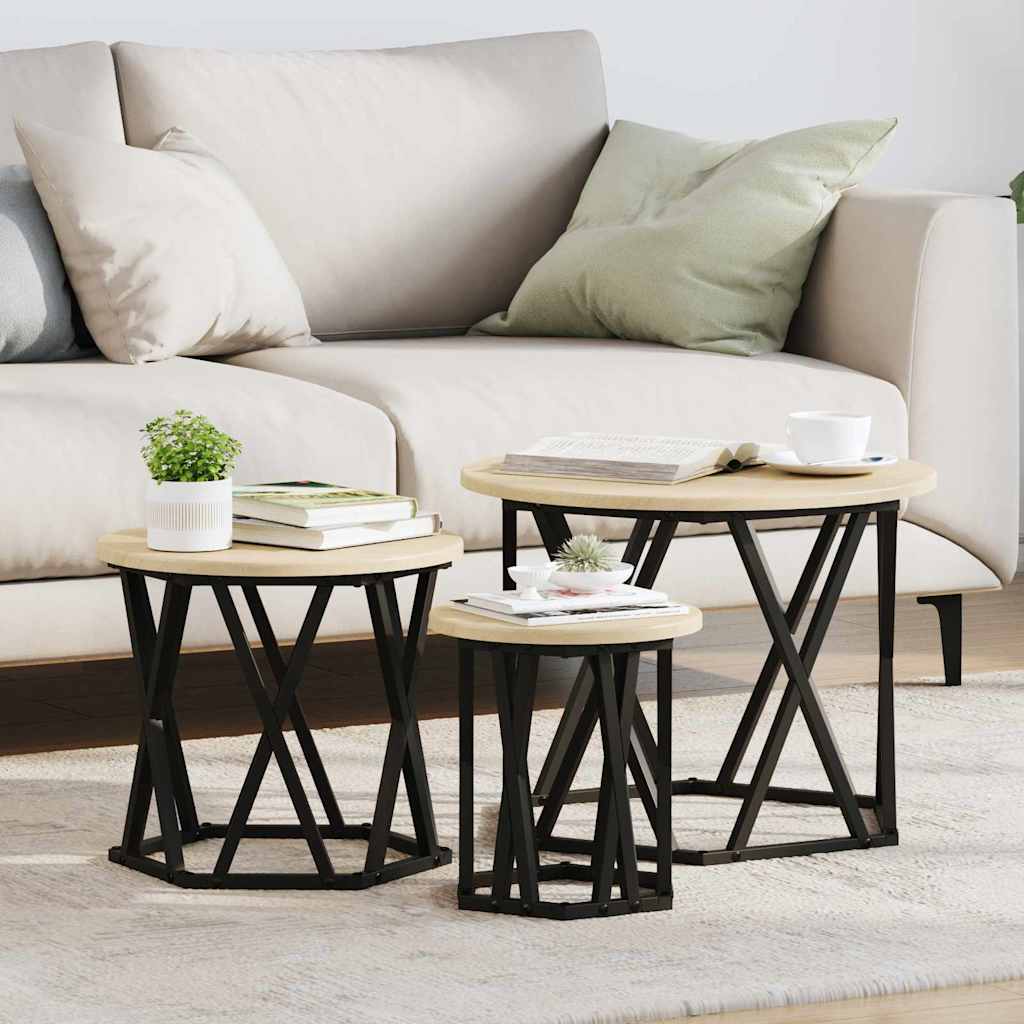 vidaXL Stolik boczny do nestingu 3 pcs Dąb Sonoma
