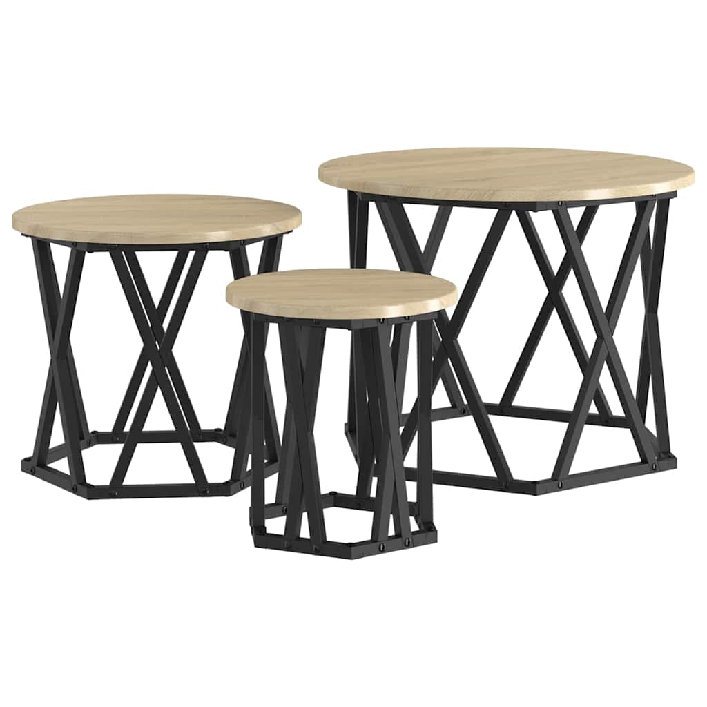 vidaXL Stolik boczny do nestingu 3 pcs Dąb Sonoma