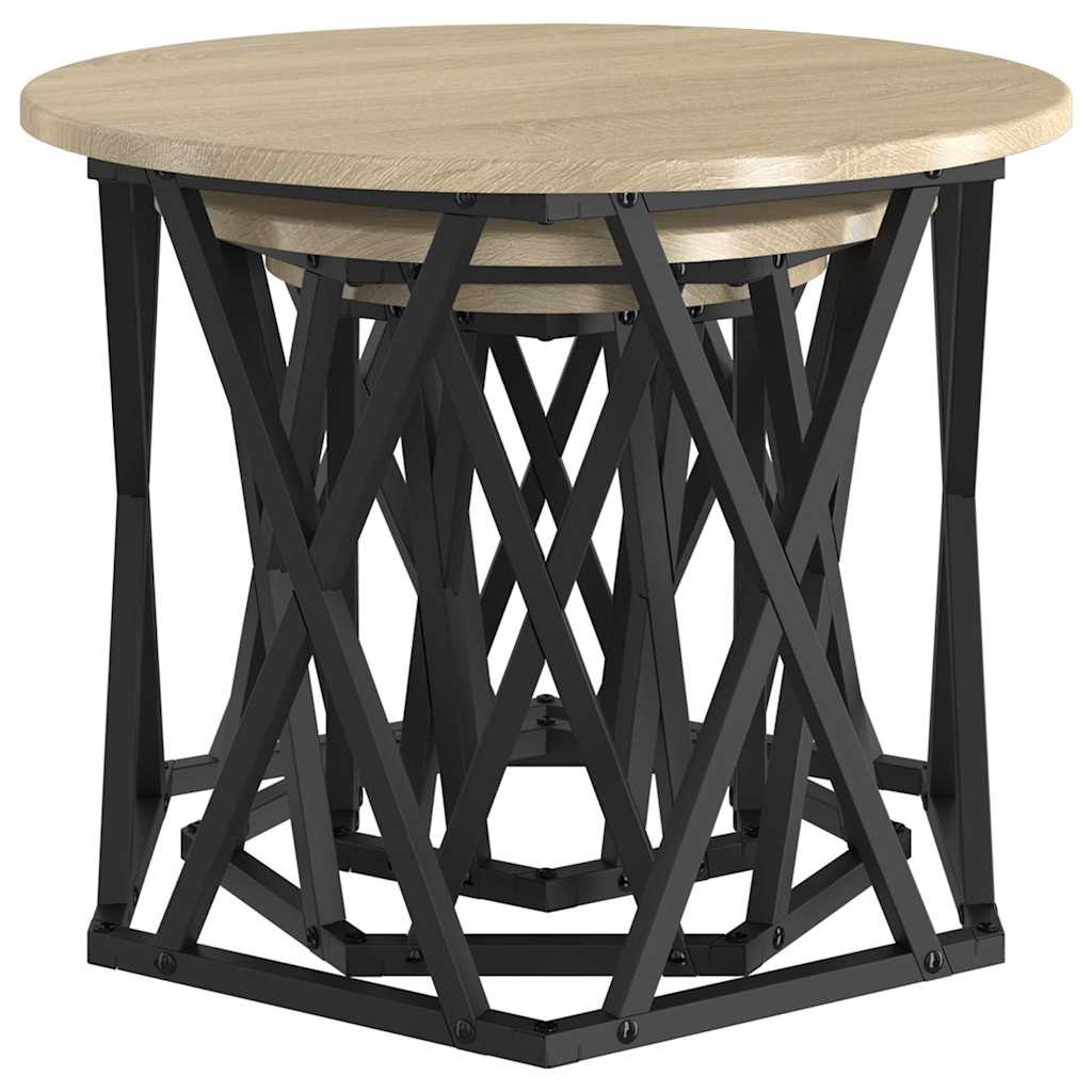 vidaXL Stolik boczny do nestingu 3 pcs Dąb Sonoma