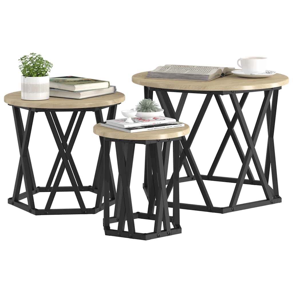 vidaXL Stolik boczny do nestingu 3 pcs Dąb Sonoma