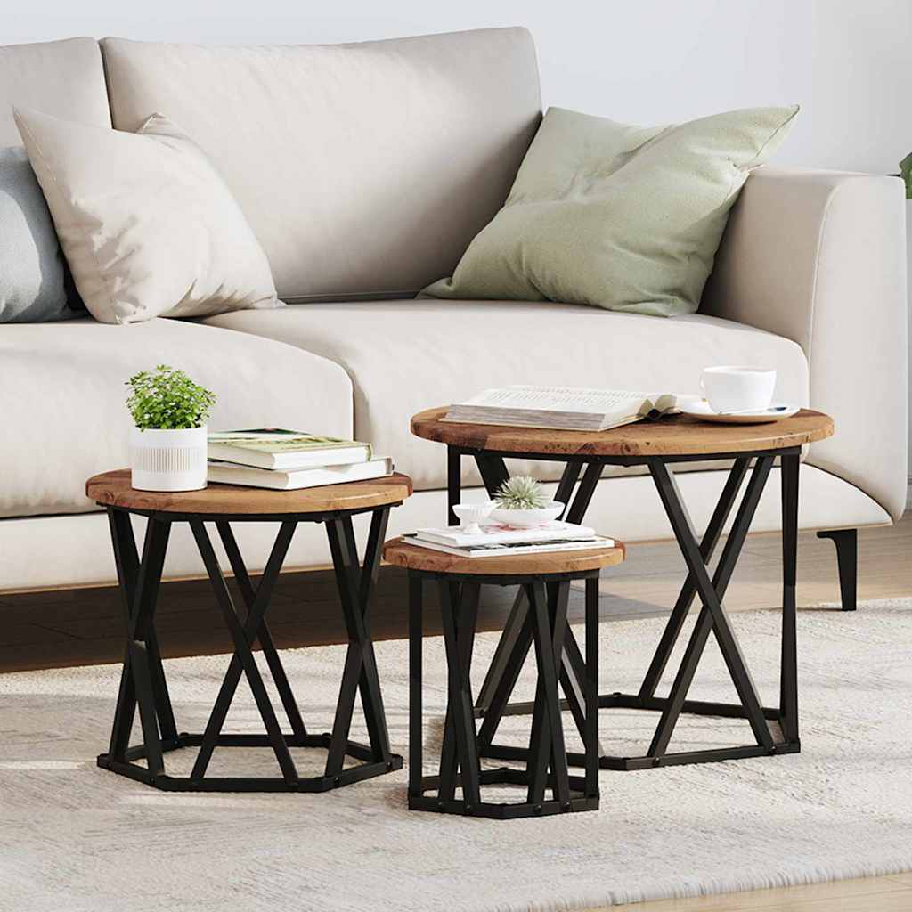 vidaXL Stolik boczny do nestingu 3 pcs Stare drewno