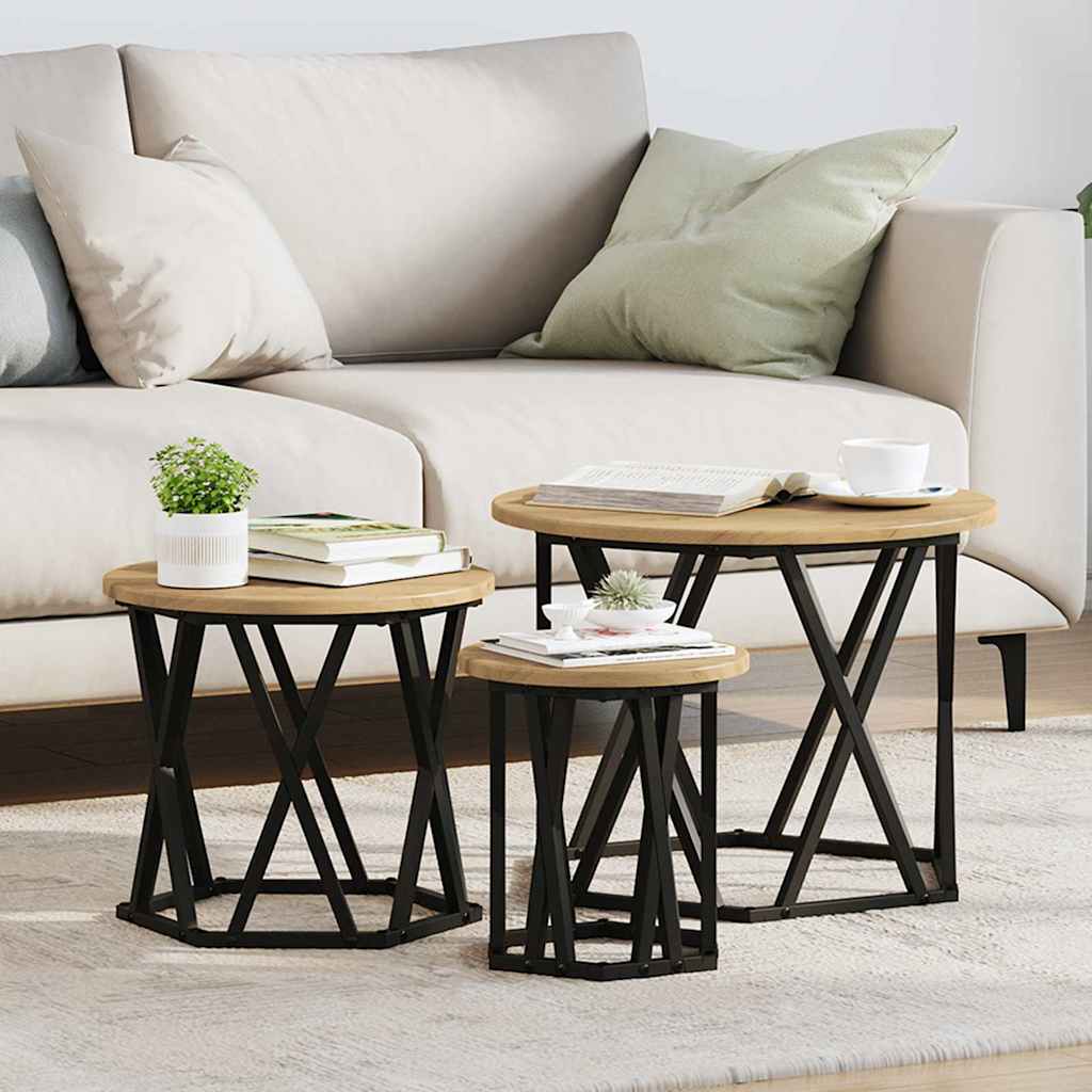 vidaXL Stolik boczny do nestingu 3 pcs Dąb rzemieślniczy