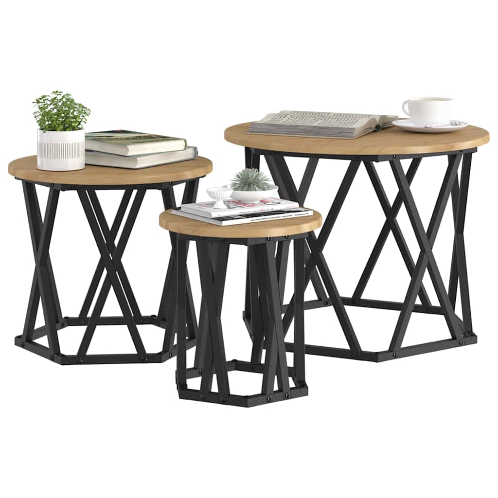 vidaXL Stolik boczny do nestingu 3 pcs Dąb rzemieślniczy