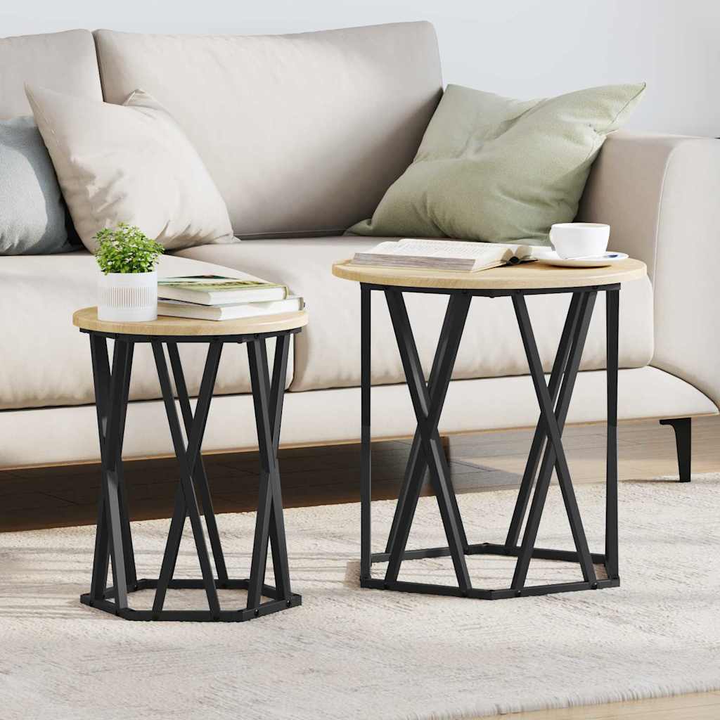 vidaXL Stolik kawowy 2 pcs Dąb Sonoma Drewno inżynieryjne i stal