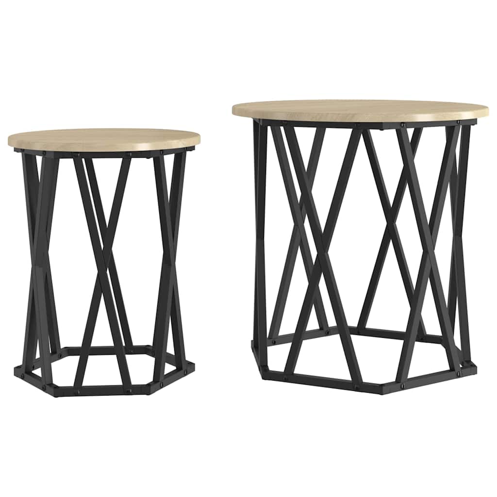 vidaXL Stolik kawowy 2 pcs Dąb Sonoma Drewno inżynieryjne i stal