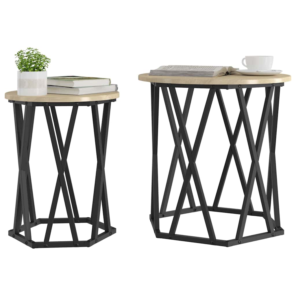 vidaXL Stolik kawowy 2 pcs Dąb Sonoma Drewno inżynieryjne i stal