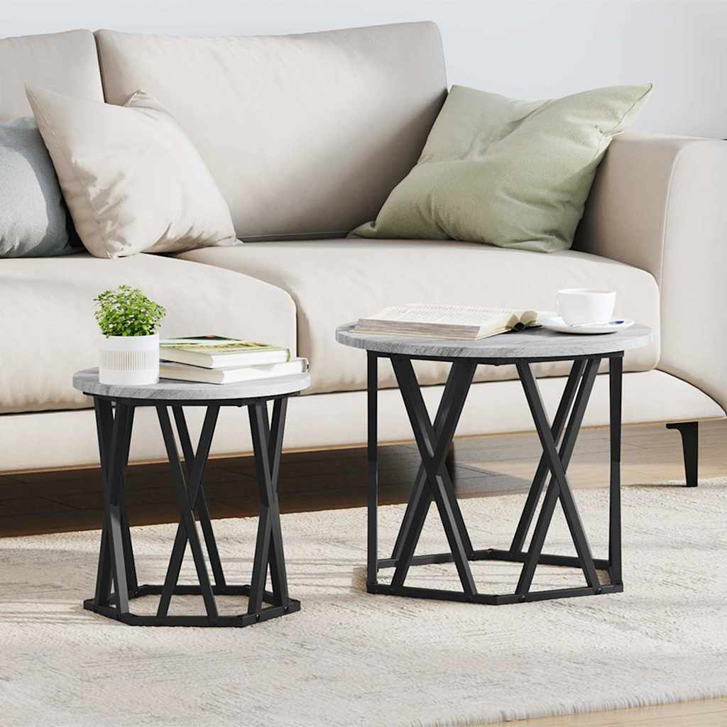vidaXL Stolik kawowy 2 pcs Szary Sonoma Drewno inżynieryjne i stal