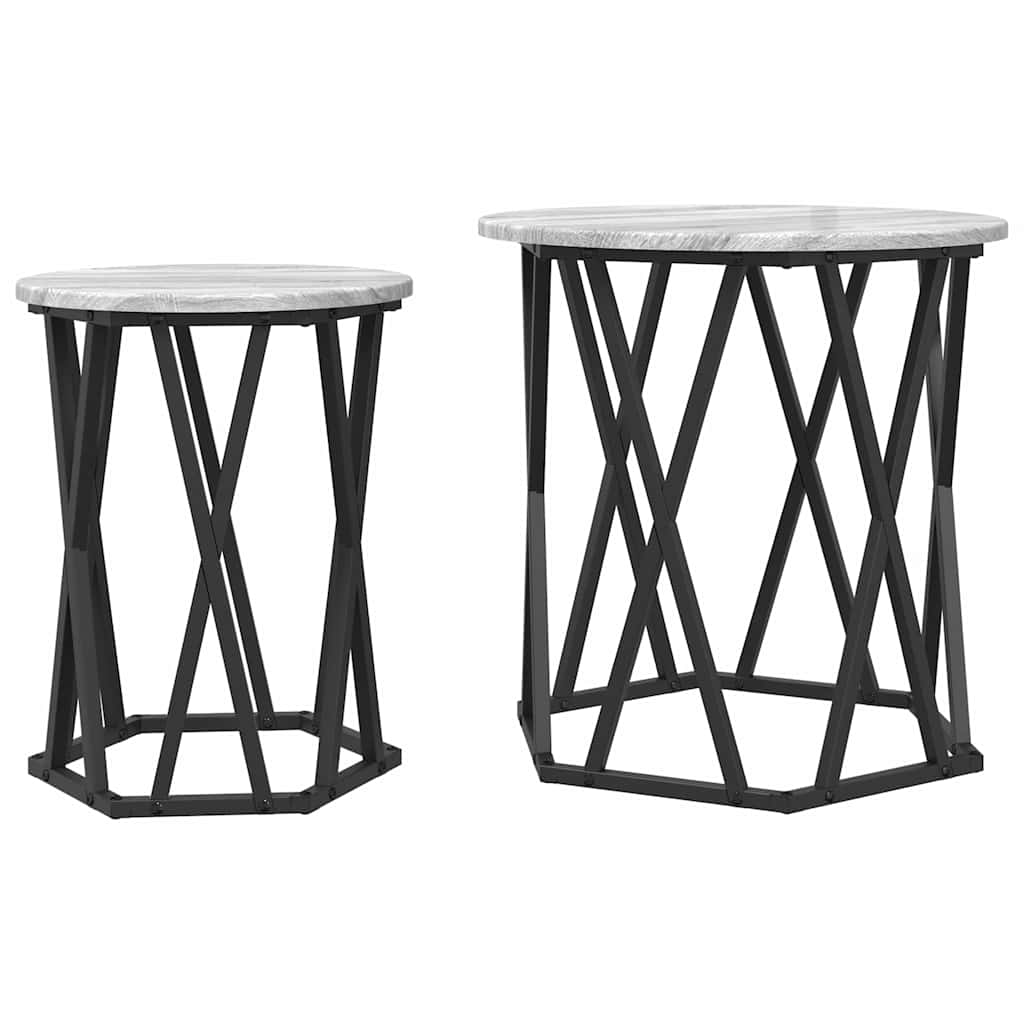 vidaXL Stolik kawowy 2 pcs Szary Sonoma Drewno inżynieryjne i stal