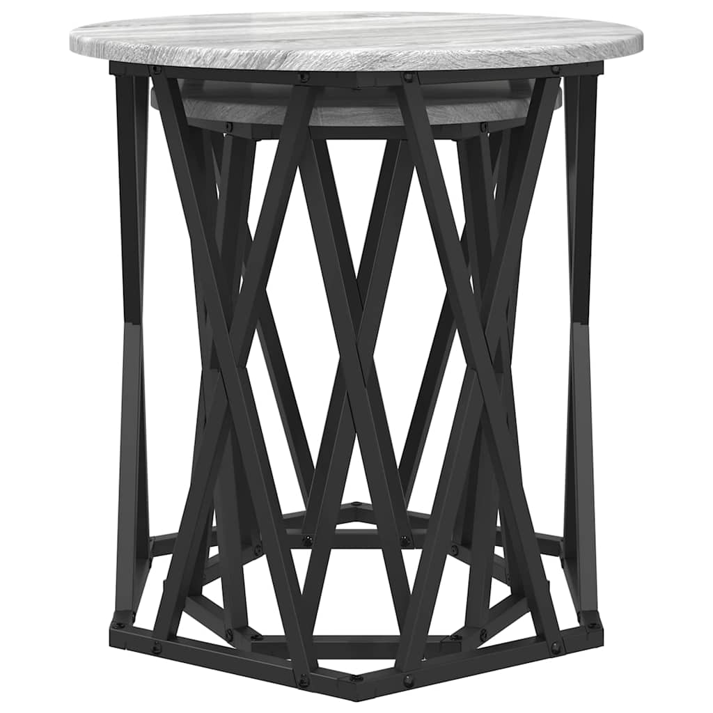 vidaXL Stolik kawowy 2 pcs Szary Sonoma Drewno inżynieryjne i stal