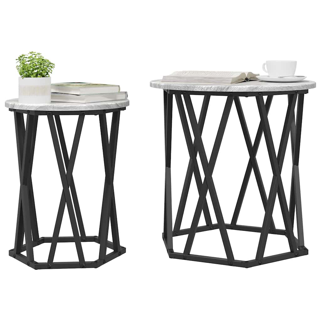 vidaXL Stolik kawowy 2 pcs Szary Sonoma Drewno inżynieryjne i stal