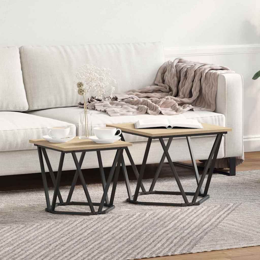 vidaXL Zestaw stolików bocznych 2 pcs Dąb Sonoma