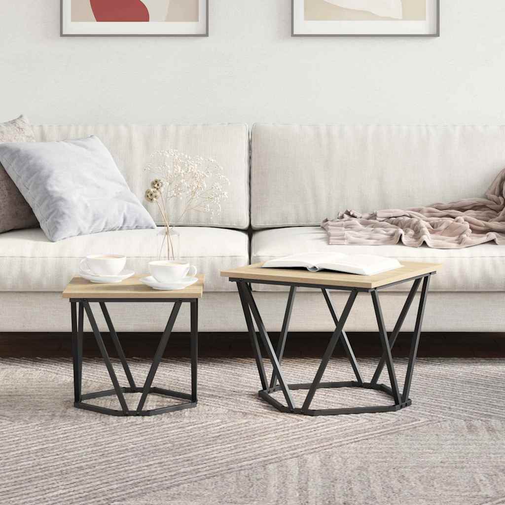 vidaXL Zestaw stolików bocznych 2 pcs Dąb Sonoma