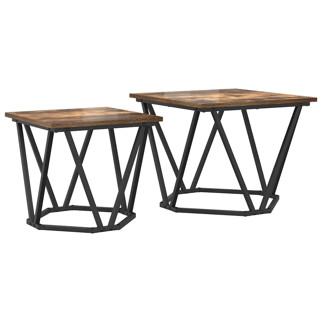 vidaXL Zestaw stolików bocznych 2 pcs Dąb wędzony