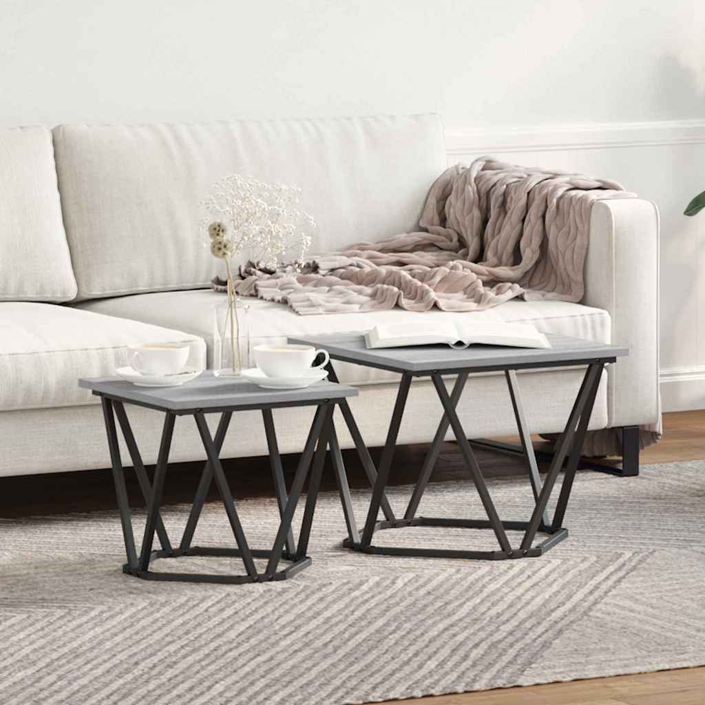 vidaXL Zestaw stolików bocznych 2 pcs Szary Sonoma