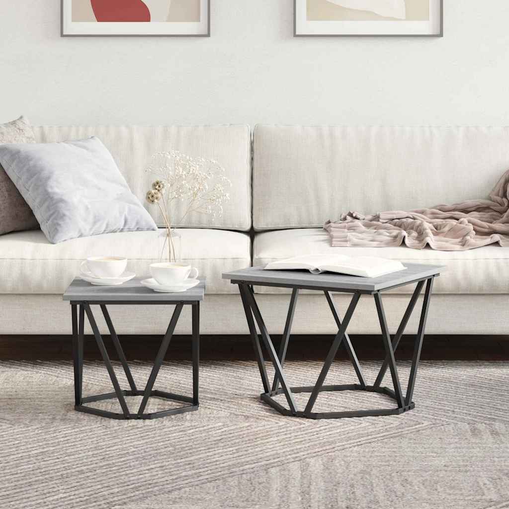 vidaXL Zestaw stolików bocznych 2 pcs Szary Sonoma