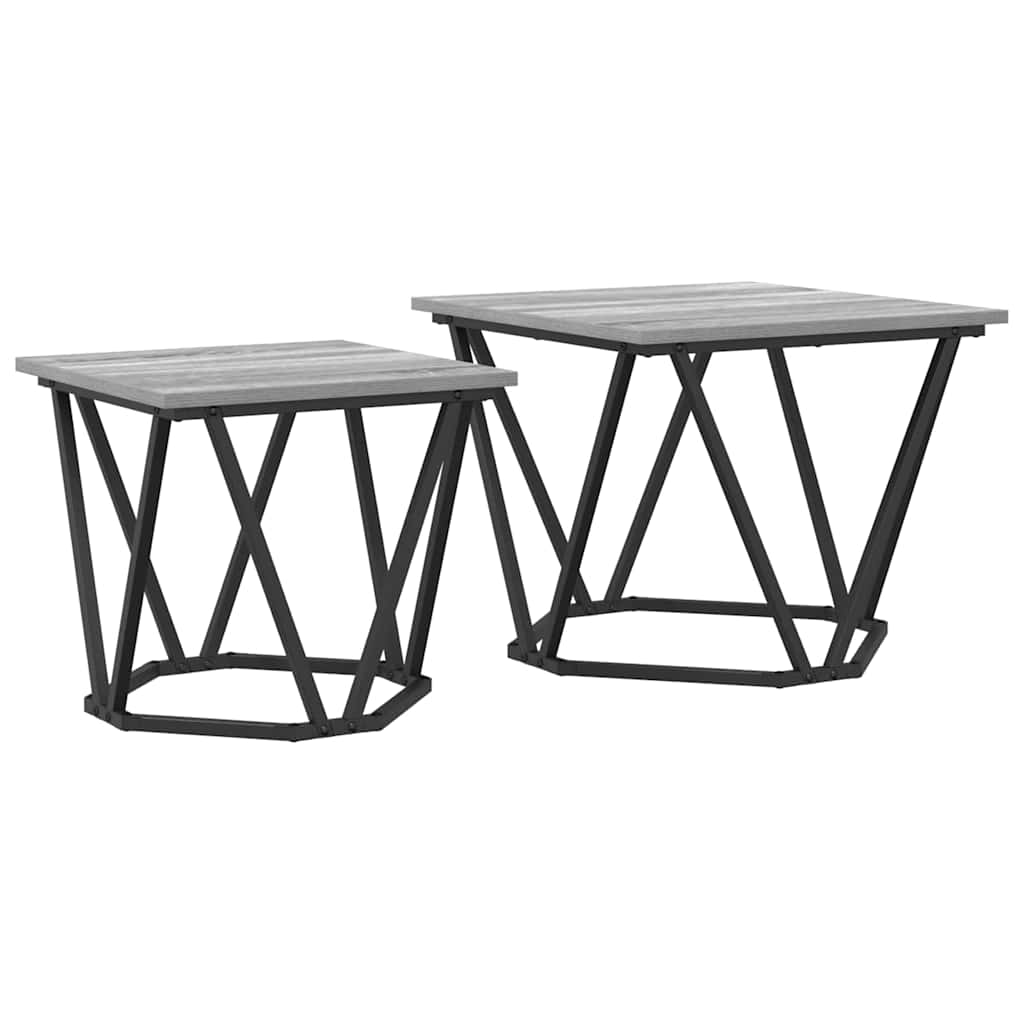 vidaXL Zestaw stolików bocznych 2 pcs Szary Sonoma